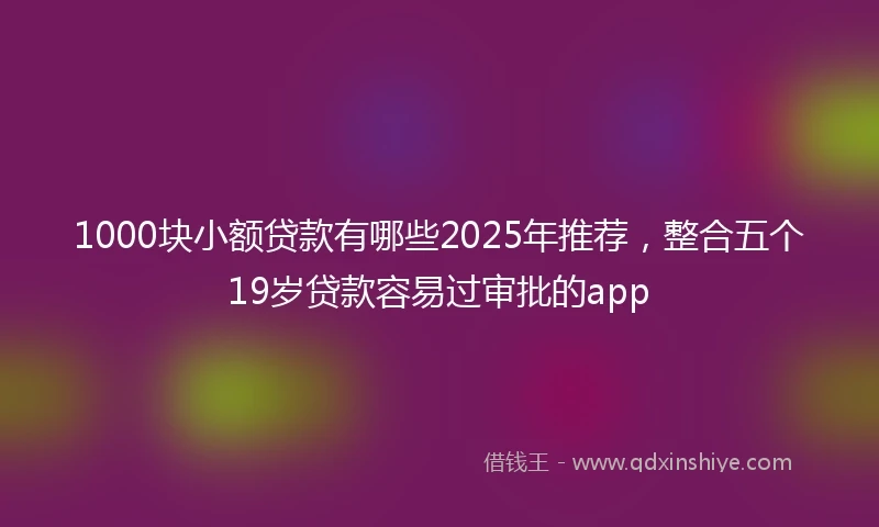 1000块小额贷款有哪些2025年推荐，整合五个19岁贷款容易过审批的app
