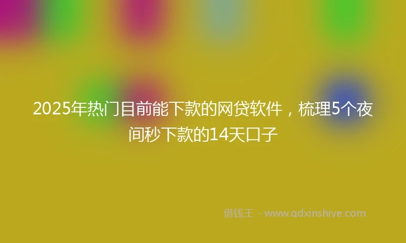 2025年热门目前能下款的网贷软件，梳理5个夜间秒下款的14天口子