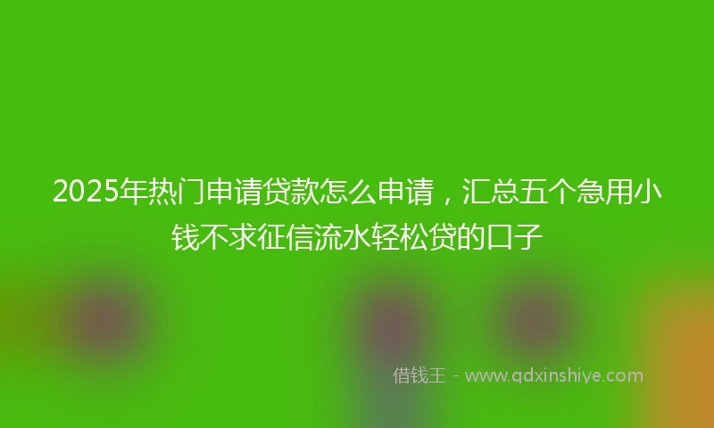 2025年热门申请贷款怎么申请，汇总五个急用小钱不求征信流水轻松贷的口子