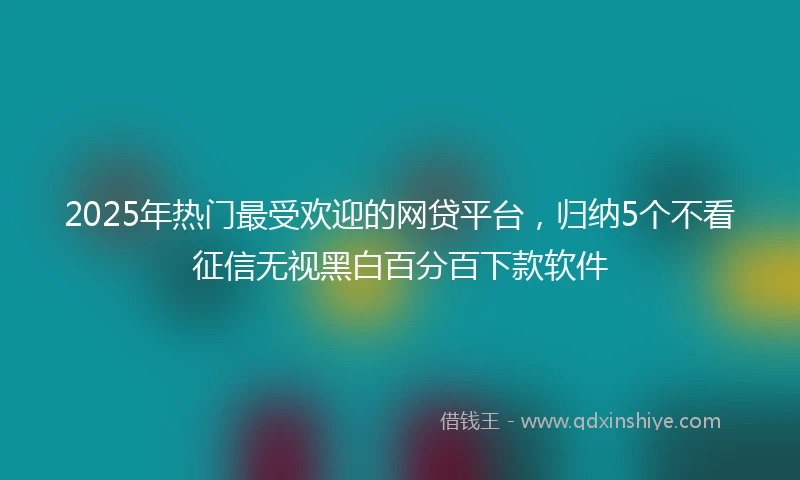 2025年热门最受欢迎的网贷平台，归纳5个不看征信无视黑白百分百下款软件