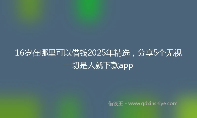 16岁在哪里可以借钱2025年精选，分享5个无视一切是人就下款app