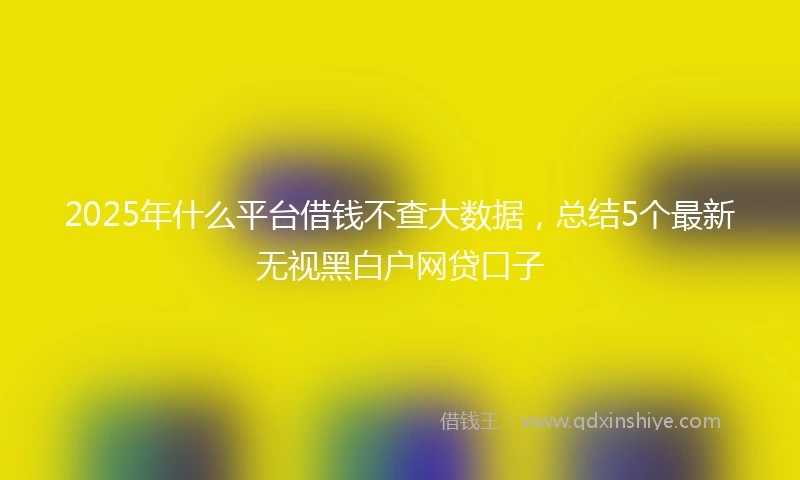 2025年什么平台借钱不查大数据，总结5个最新无视黑白户网贷口子