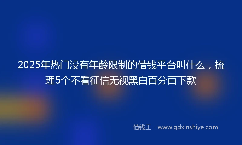 2025年热门没有年龄限制的借钱平台叫什么，梳理5个不看征信无视黑白百分百下款