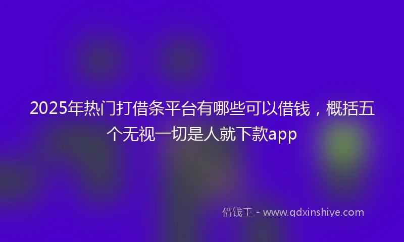 2025年热门打借条平台有哪些可以借钱，概括五个无视一切是人就下款app