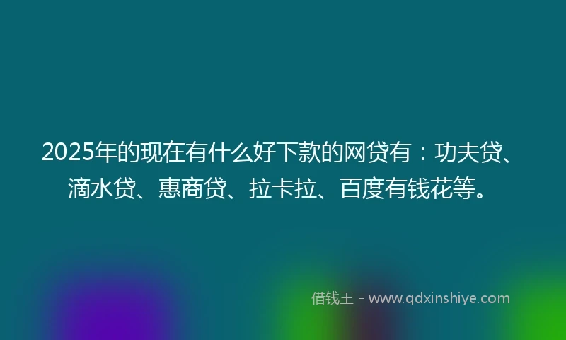 2025年的现在有什么好下款的网贷有：功夫贷、滴水贷、惠商贷、拉卡拉、百度有钱花等。