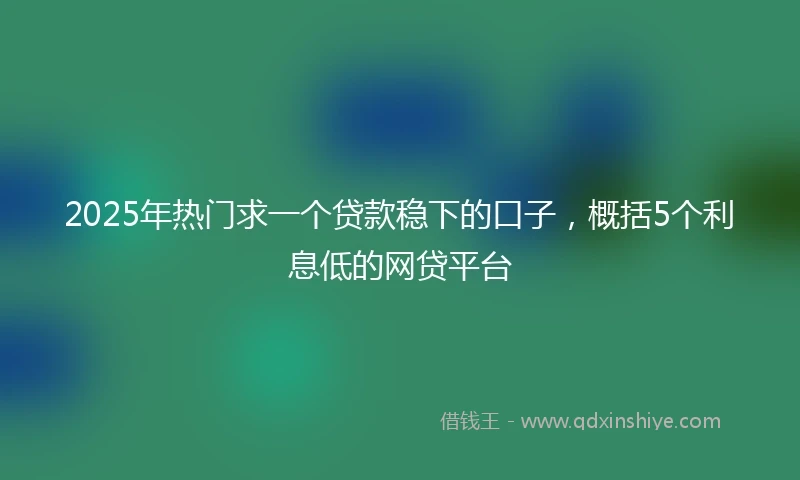 2025年热门求一个贷款稳下的口子，概括5个利息低的网贷平台