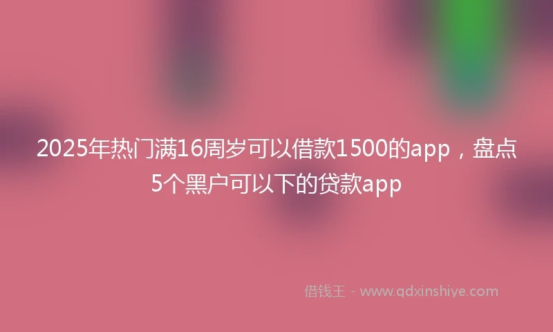 2025年热门满16周岁可以借款1500的app，盘点5个黑户可以下的贷款app