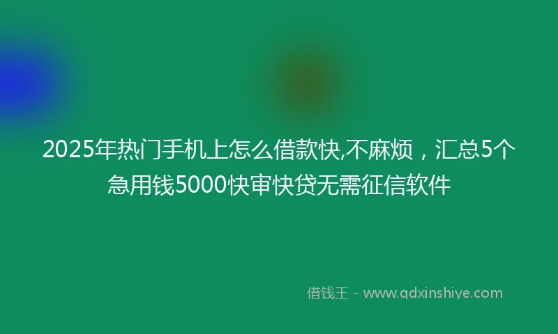 2025年热门手机上怎么借款快,不麻烦，汇总5个急用钱5000快审快贷无需征信软件