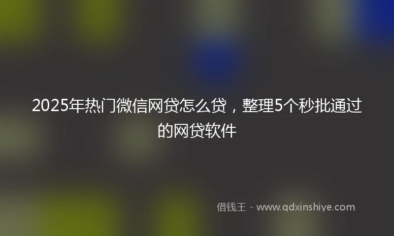 2025年热门微信网贷怎么贷，整理5个秒批通过的网贷软件