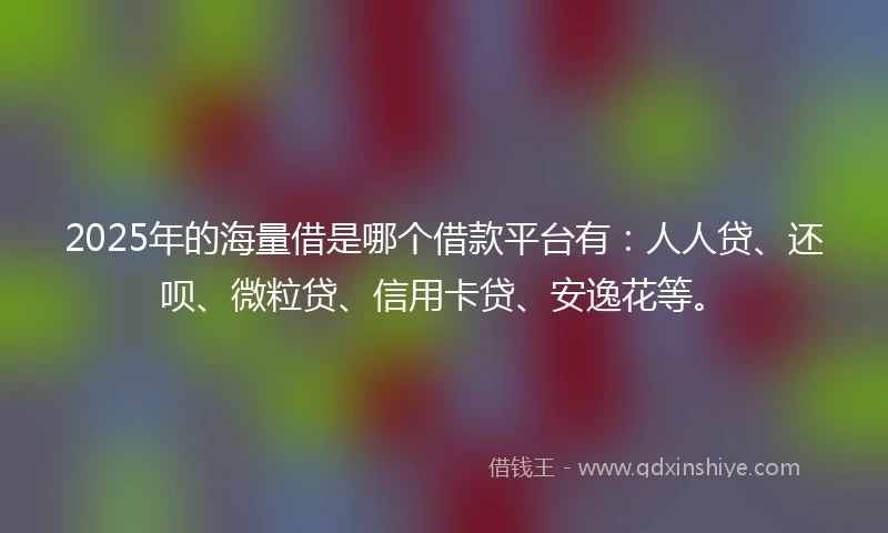 2025年的海量借是哪个借款平台有：人人贷、还呗、微粒贷、信用卡贷、安逸花等。