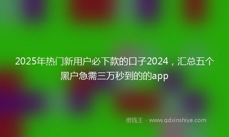 2025年热门新用户必下款的口子2024，汇总五个黑户急需三万秒到的的app