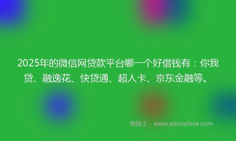 2025年的微信网贷款平台哪一个好借钱有：你我贷、融逸花、快贷通、超人卡、京东金融等。
