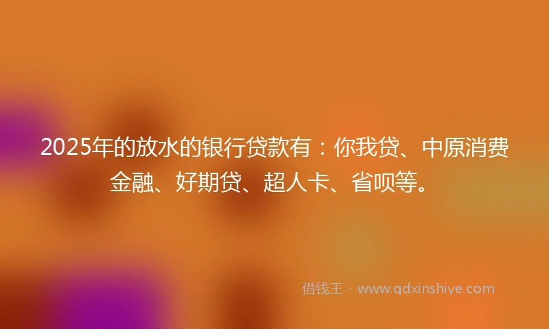 2025年的放水的银行贷款有：你我贷、中原消费金融、好期贷、超人卡、省呗等。