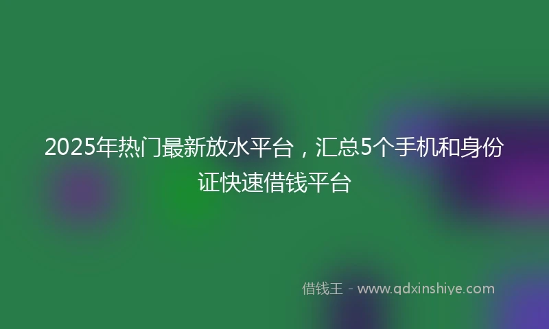 2025年热门最新放水平台，汇总5个手机和身份证快速借钱平台