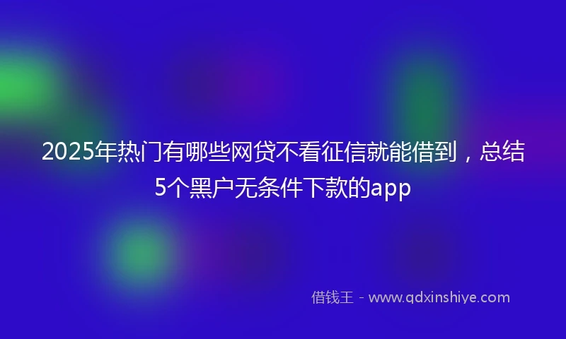 2025年热门有哪些网贷不看征信就能借到，总结5个黑户无条件下款的app