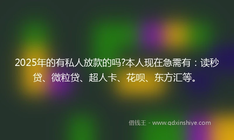 2025年的有私人放款的吗?本人现在急需有：读秒贷、微粒贷、超人卡、花呗、东方汇等。