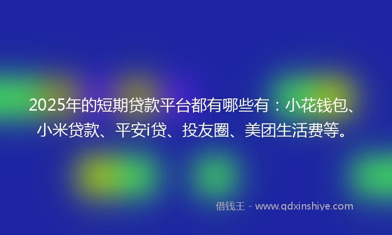 2025年的短期贷款平台都有哪些有：小花钱包、小米贷款、平安i贷、投友圈、美团生活费等。