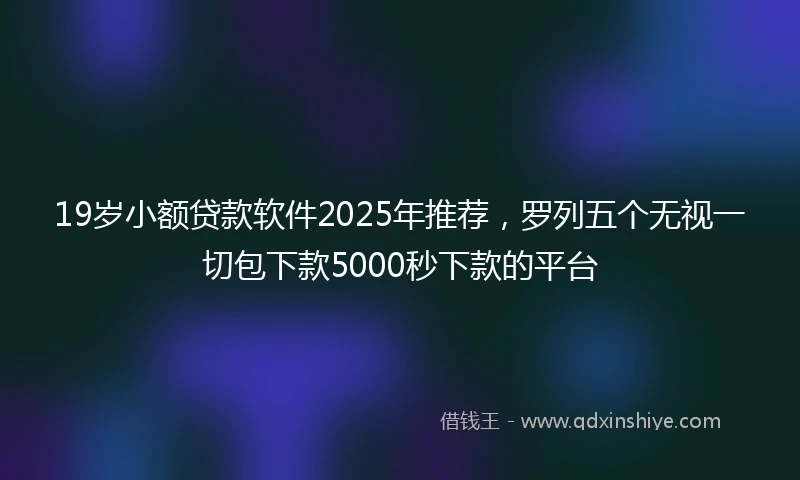 19岁小额贷款软件2025年推荐，罗列五个无视一切包下款5000秒下款的平台