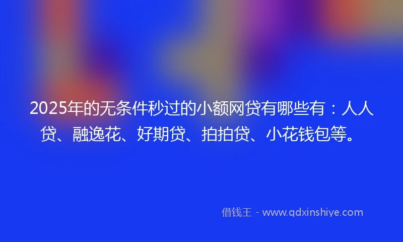 2025年的无条件秒过的小额网贷有哪些有：人人贷、融逸花、好期贷、拍拍贷、小花钱包等。