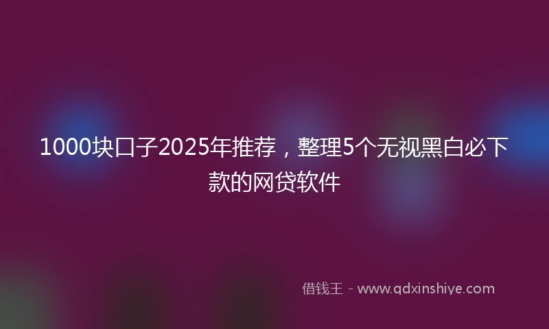 1000块口子2025年推荐，整理5个无视黑白必下款的网贷软件