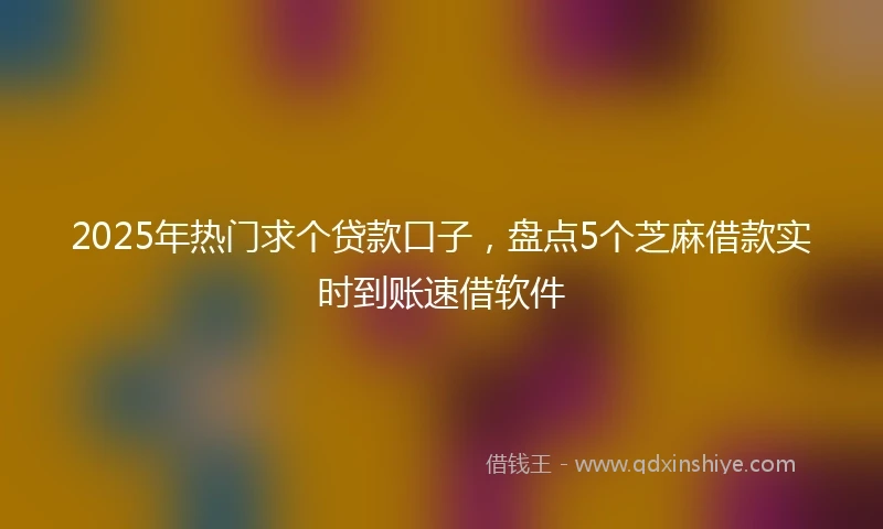 2025年热门求个贷款口子，盘点5个芝麻借款实时到账速借软件