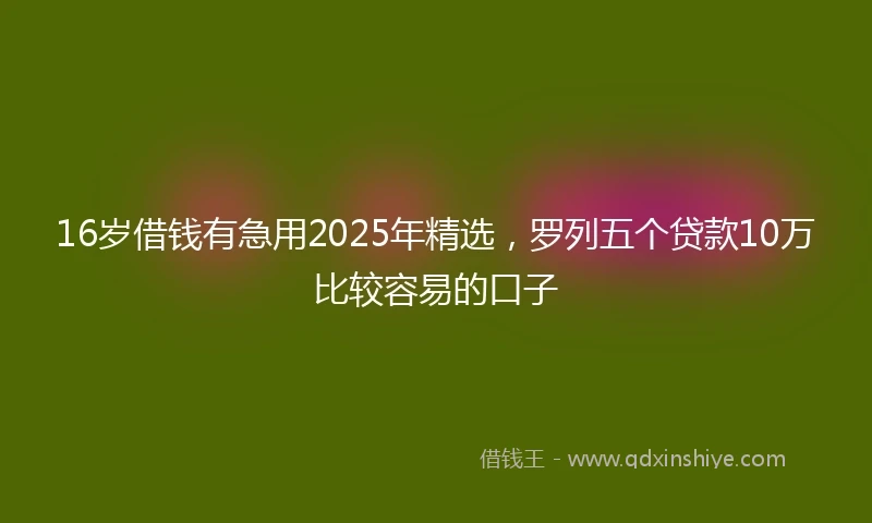 16岁借钱有急用2025年精选，罗列五个贷款10万比较容易的口子