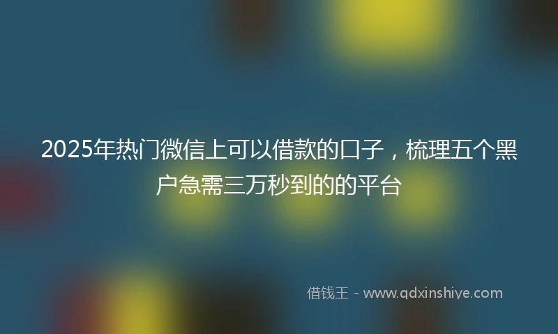 2025年热门微信上可以借款的口子，梳理五个黑户急需三万秒到的的平台