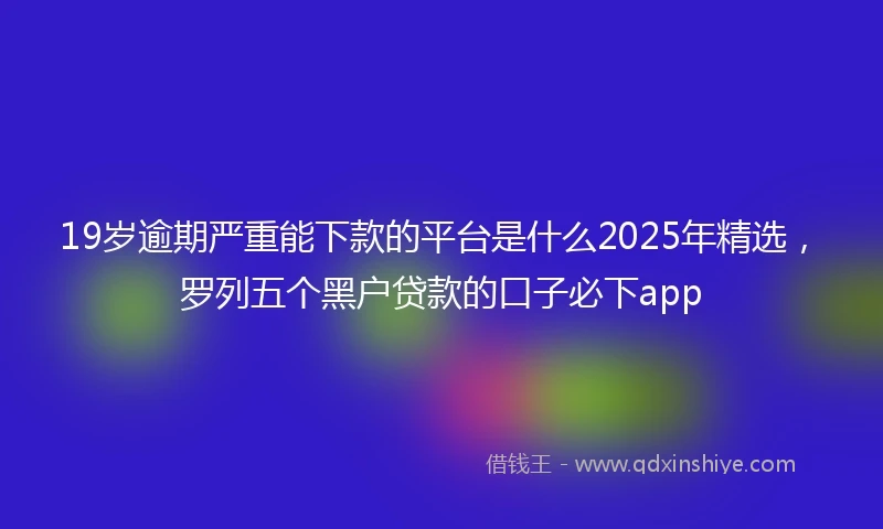 19岁逾期严重能下款的平台是什么2025年精选，罗列五个黑户贷款的口子必下app
