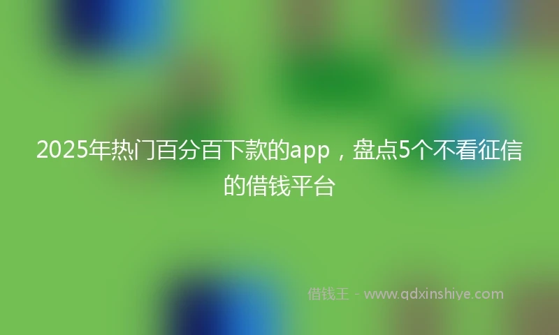 2025年热门百分百下款的app，盘点5个不看征信的借钱平台