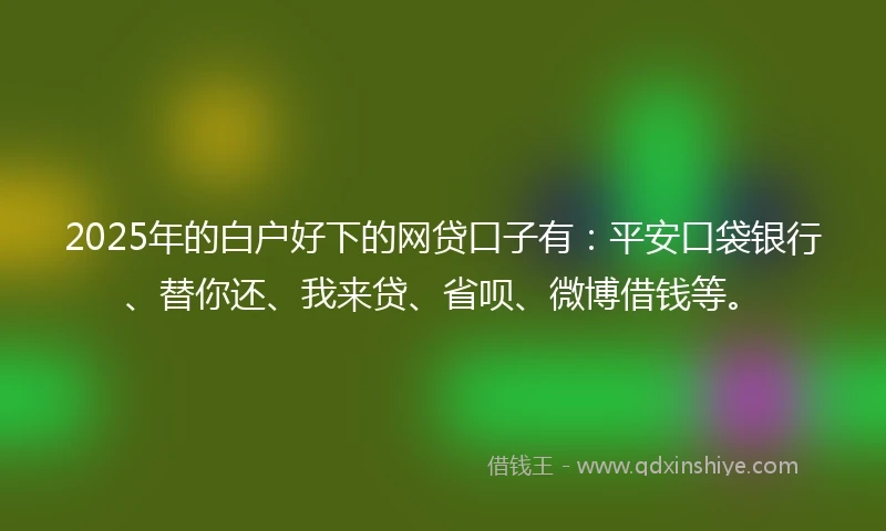 2025年的白户好下的网贷口子有：平安口袋银行、替你还、我来贷、省呗、微博借钱等。