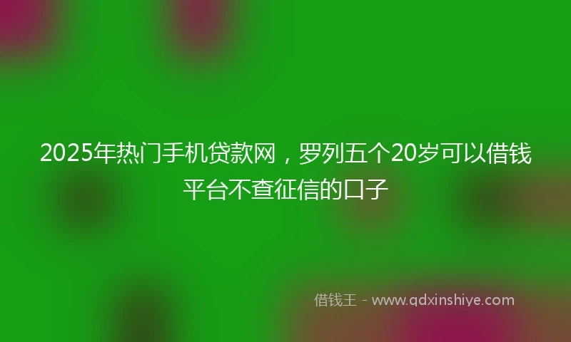 2025年热门手机贷款网，罗列五个20岁可以借钱平台不查征信的口子