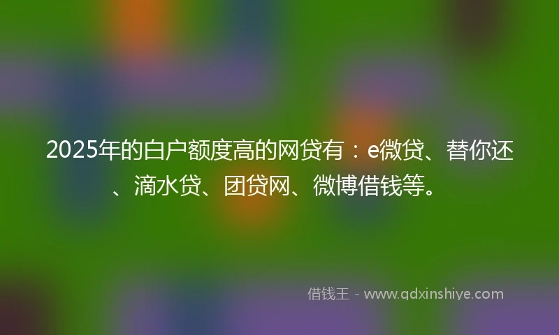 2025年的白户额度高的网贷有：e微贷、替你还、滴水贷、团贷网、微博借钱等。