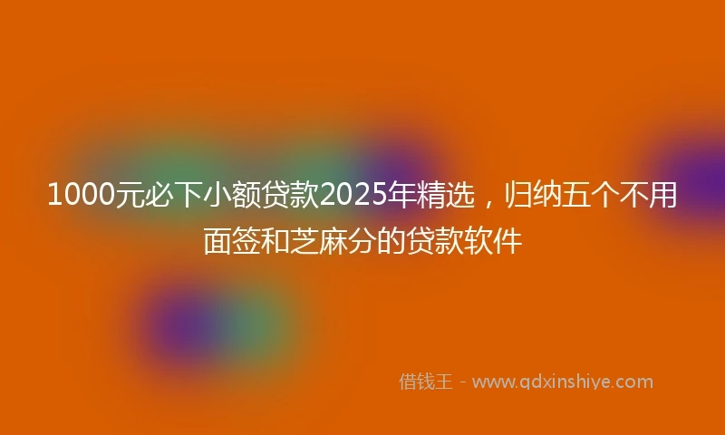 1000元必下小额贷款2025年精选，归纳五个不用面签和芝麻分的贷款软件