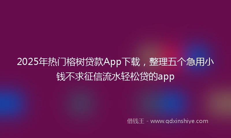 2025年热门榕树贷款App下载，整理五个急用小钱不求征信流水轻松贷的app