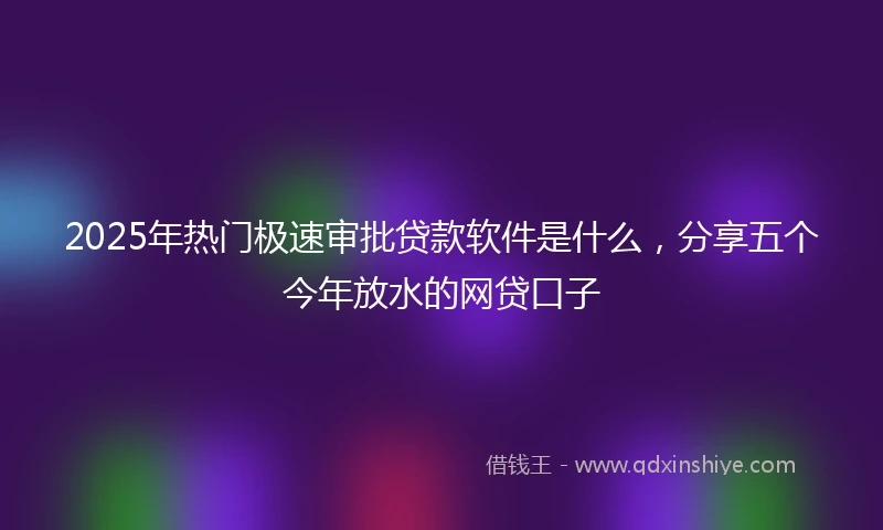 2025年热门极速审批贷款软件是什么，分享五个今年放水的网贷口子