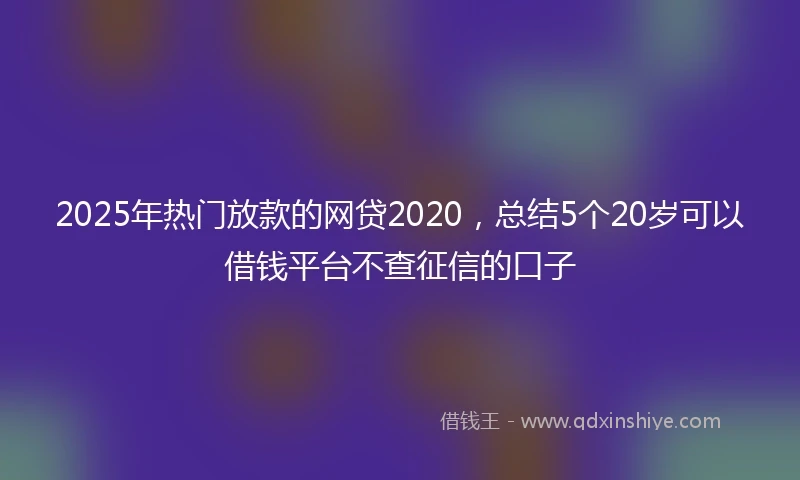 2025年热门放款的网贷2020，总结5个20岁可以借钱平台不查征信的口子
