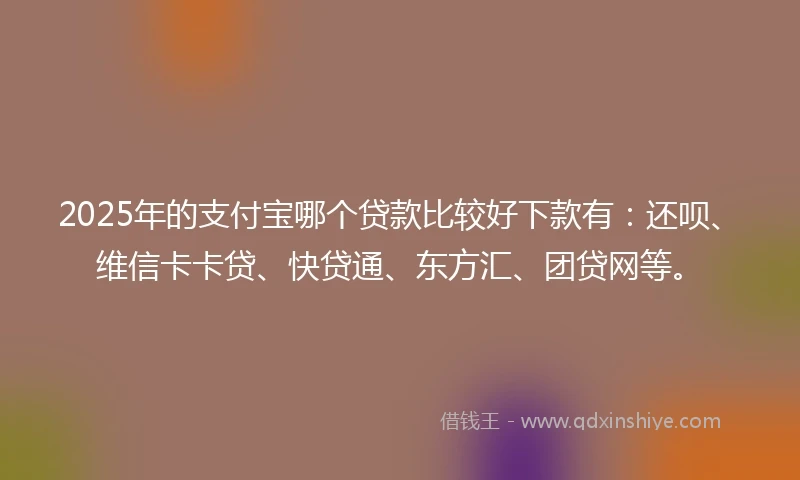 2025年的支付宝哪个贷款比较好下款有：还呗、维信卡卡贷、快贷通、东方汇、团贷网等。
