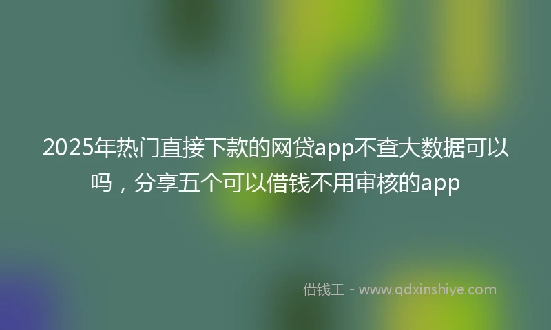2025年热门直接下款的网贷app不查大数据可以吗，分享五个可以借钱不用审核的app