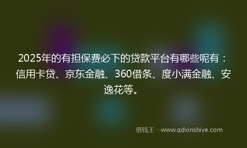2025年的有担保费必下的贷款平台有哪些呢有：信用卡贷、京东金融、360借条、度小满金融、安逸花等。