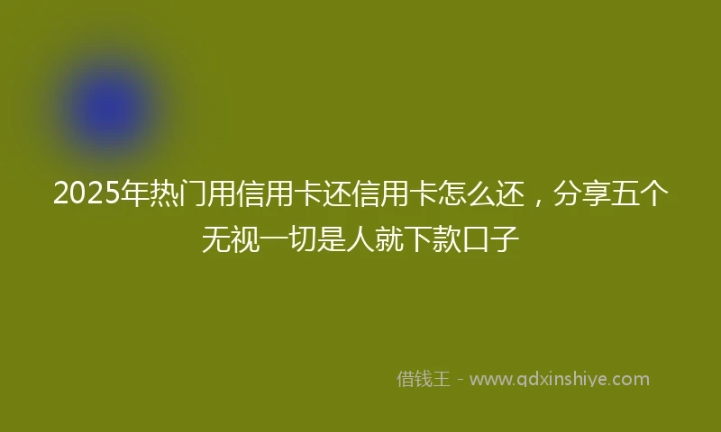 2025年热门用信用卡还信用卡怎么还，分享五个无视一切是人就下款口子