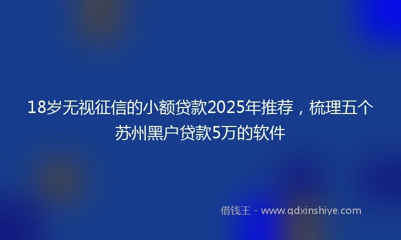 18岁无视征信的小额贷款2025年推荐，梳理五个苏州黑户贷款5万的软件