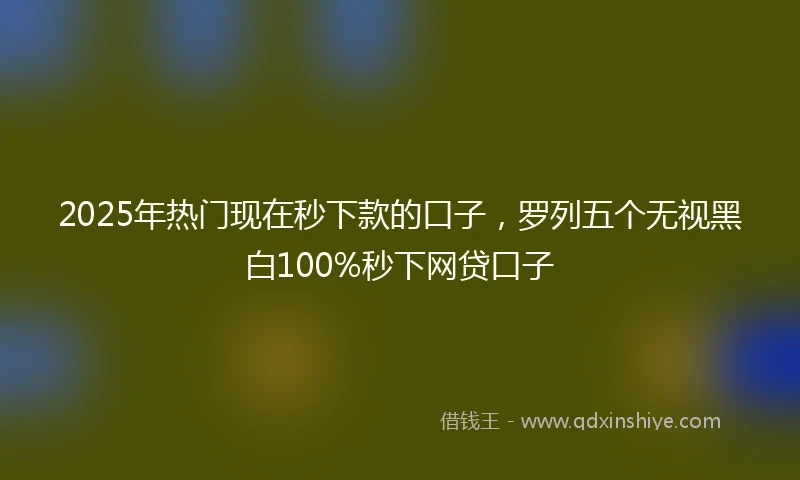 2025年热门现在秒下款的口子，罗列五个无视黑白100%秒下网贷口子