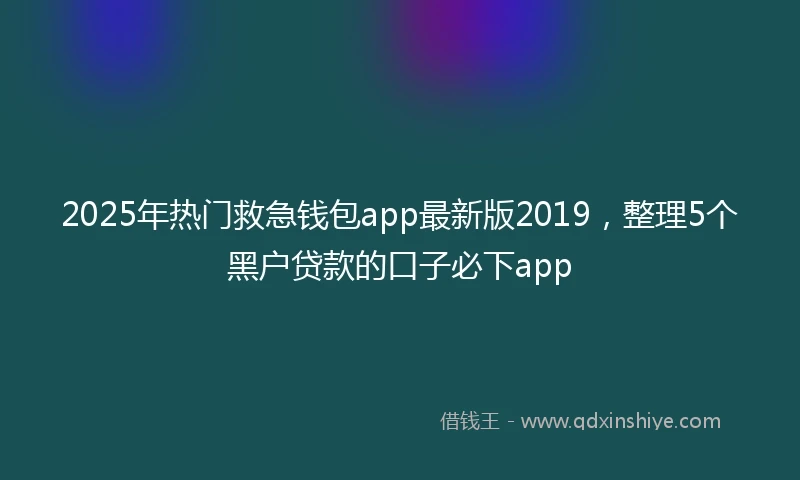 2025年热门救急钱包app最新版2019，整理5个黑户贷款的口子必下app