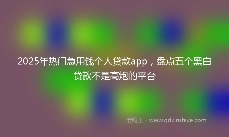 2025年热门急用钱个人贷款app，盘点五个黑白贷款不是高炮的平台