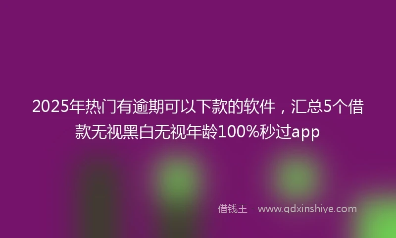 2025年热门有逾期可以下款的软件，汇总5个借款无视黑白无视年龄100%秒过app