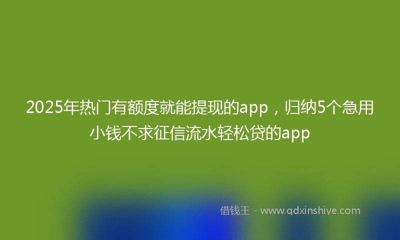 2025年热门有额度就能提现的app，归纳5个急用小钱不求征信流水轻松贷的app