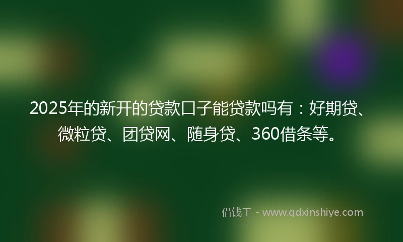 2025年的新开的贷款口子能贷款吗有：好期贷、微粒贷、团贷网、随身贷、360借条等。