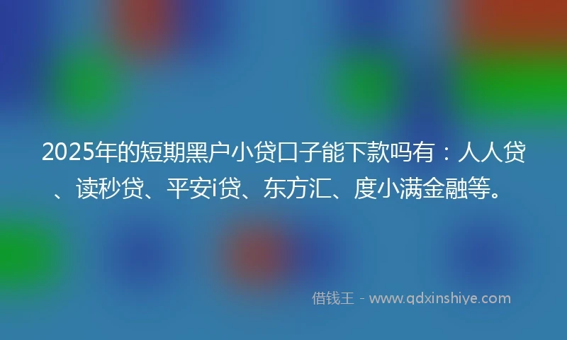 2025年的短期黑户小贷口子能下款吗有：人人贷、读秒贷、平安i贷、东方汇、度小满金融等。