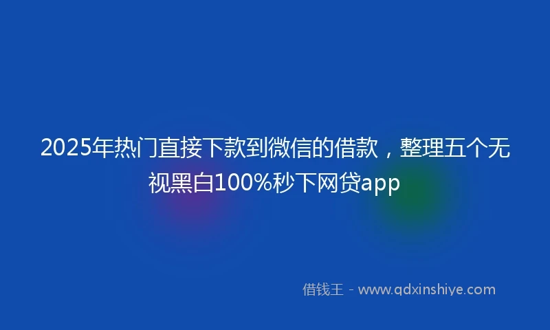 2025年热门直接下款到微信的借款，整理五个无视黑白100%秒下网贷app