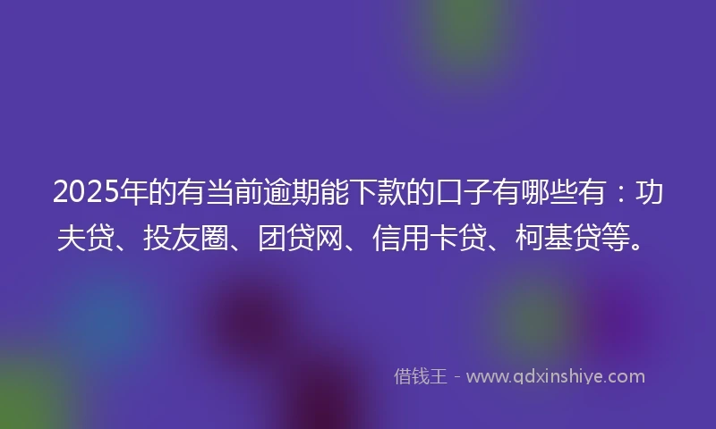 2025年的有当前逾期能下款的口子有哪些有：功夫贷、投友圈、团贷网、信用卡贷、柯基贷等。